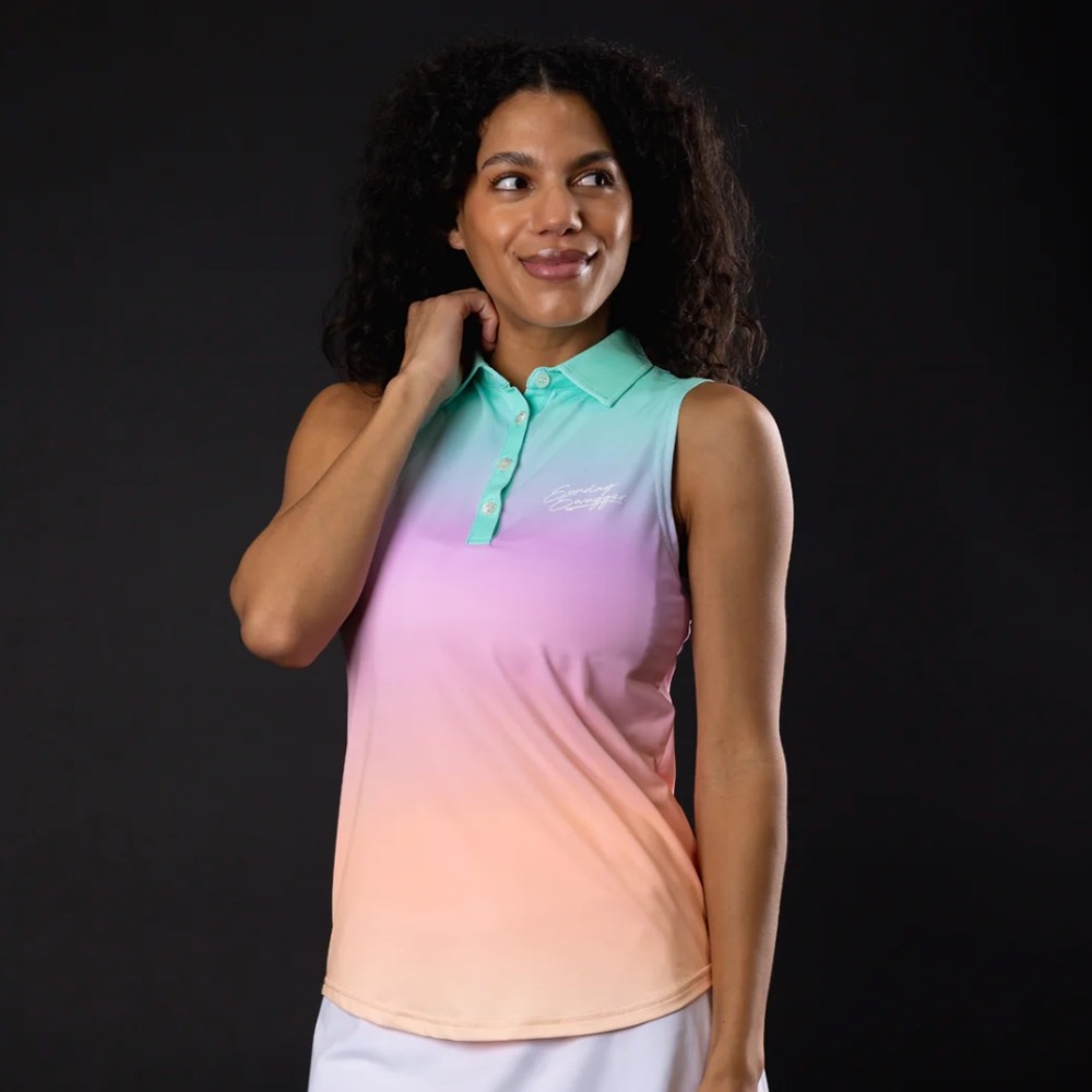 Sunday Swagger Women’s Sleeveless Polo Sunset - Size XS